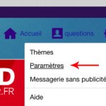 Menu des paramètres généraux de yahooWebmail