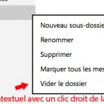 menu contextuel d'un dossier sous outlook