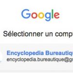 Sélection du compte gmail qui sera connecté avec Dropbox sous chrome