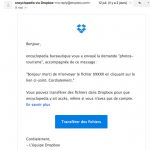 Message d'une demande de fichiers de dropbox