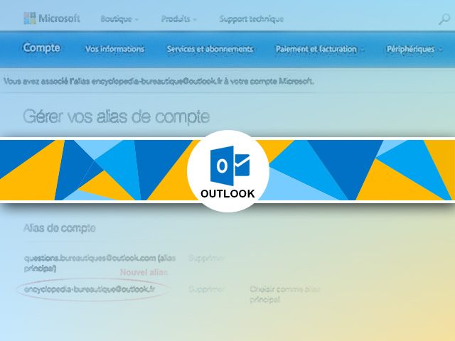 Créer un email alias outlook