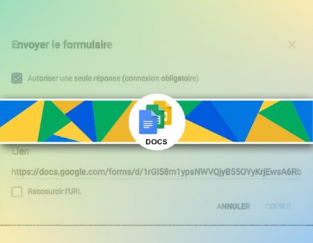 Sondage Google form : Paramètres de publication et diffusion